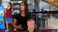 Starbucks coffee date with gorgeous big ass asian teen girlfriend